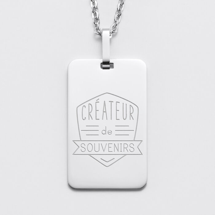 Pendentif homme personnalisé médaille gravée acier 20x32 mm illu beau papa