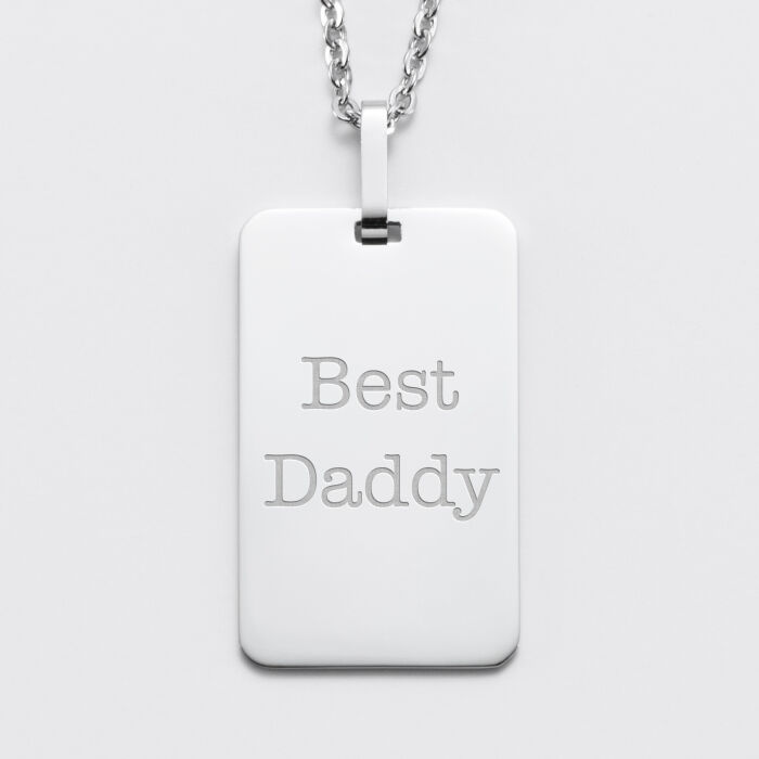 Pendentif papa personnalisé médaille gravée acier 20x32 mm - best daddy