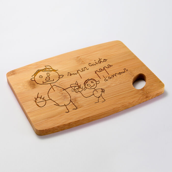 Planche à découper personnalisée bambou gravé 20x15 cm - dessin