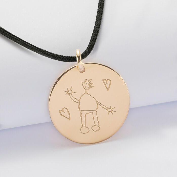 Personalised engraved gold plated medallion pendant 27mm - Our small imperfections