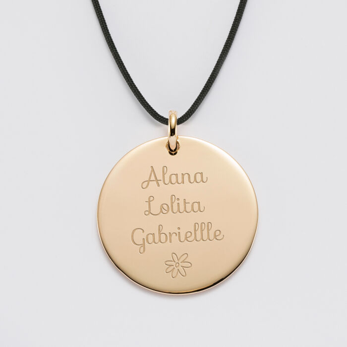 Personalised engraved gold plated medallion pendant 27mm - Our small imperfections