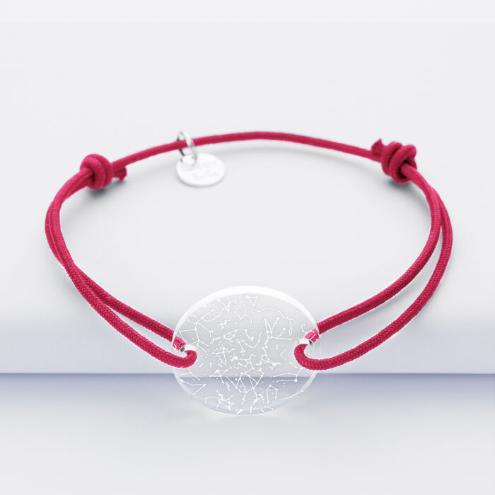 Bracelet personnalisé médaille gravée acrylique ronde 2 trous 21 mm "Carte ciel étoilé" 3