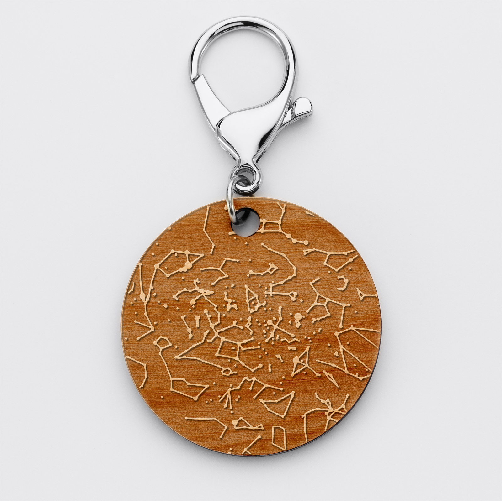 Porte clé boussole personnalisé médaille acier gravée et breloque bois