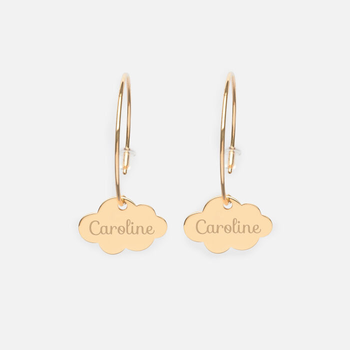 Creole earrings personalised gold-plated medals 20x14 mm
