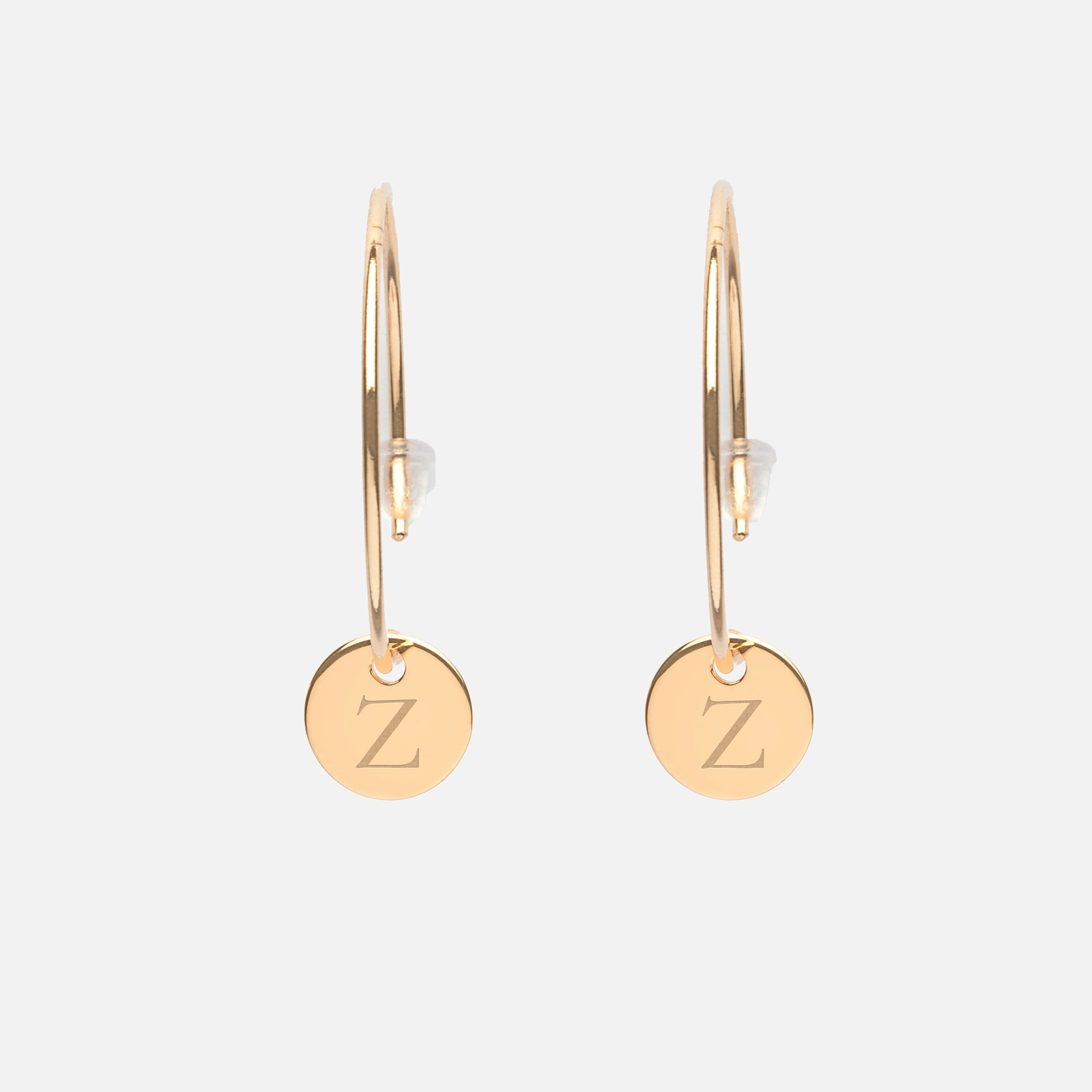 Personalised Gold-Plated Hoop Earrings with Engraved 10 mm Discs