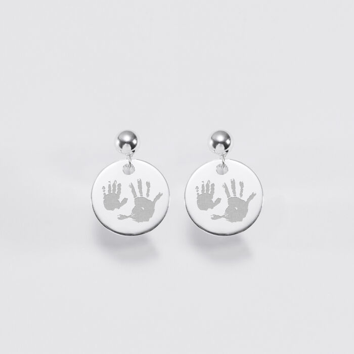 Boucles d'oreilles personnalisées gravées argent 15 mm - empreintes