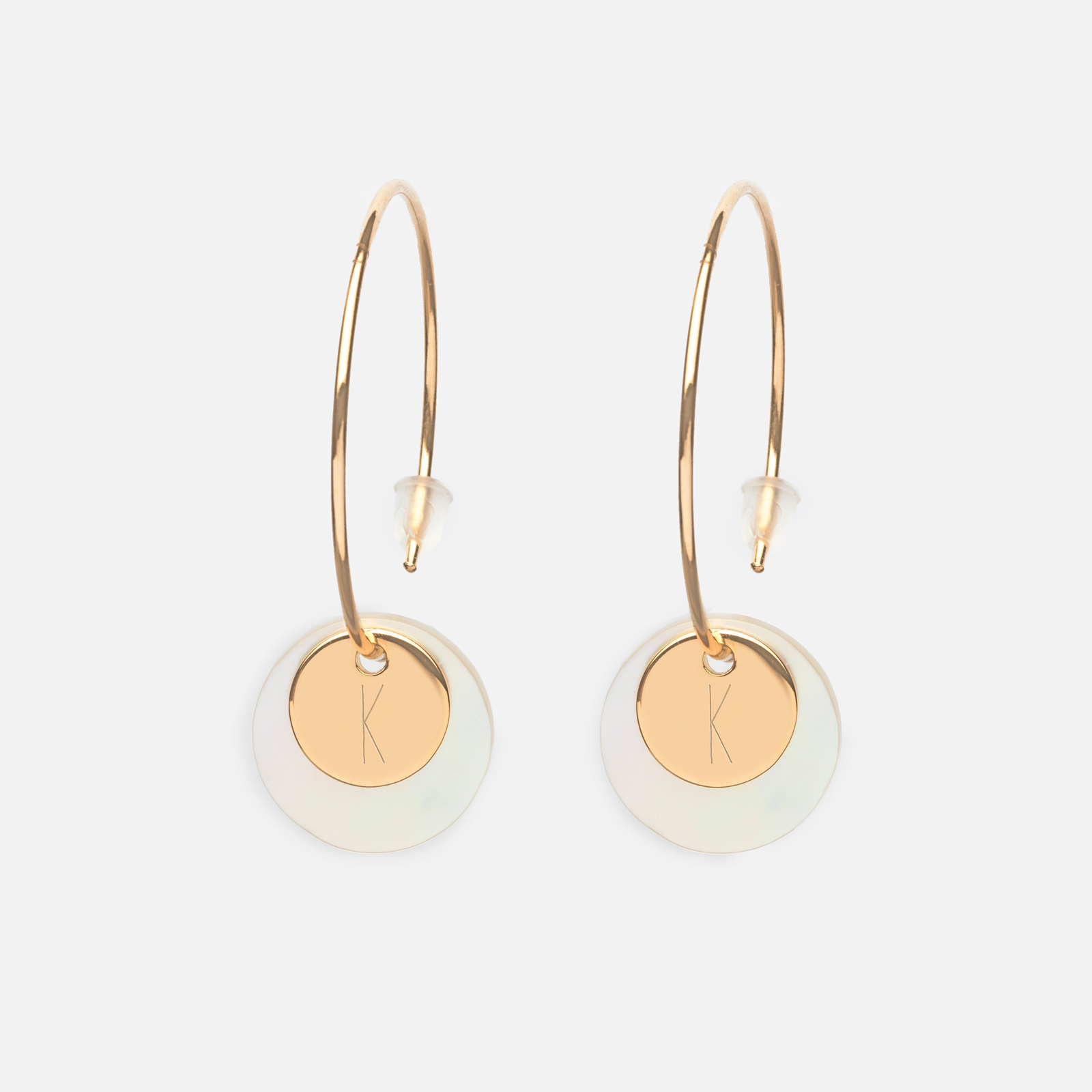 Personalised Gold-Plated Hoop Earrings with Engraved 10 mm Discs