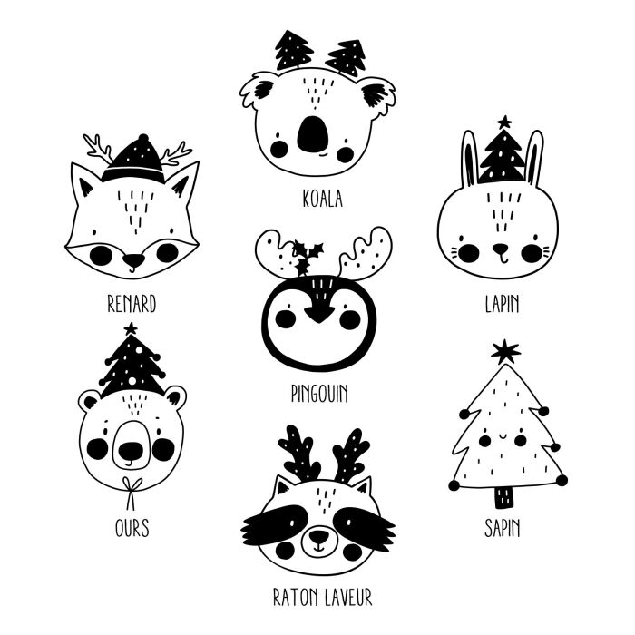 Boule de Noël personnalisée gravée bois ronde - édition spéciale "Noël" illustrations