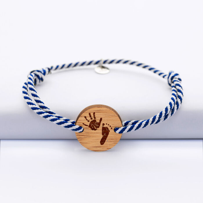 Bracelet homme personnalisé cordon tressé médaille gravée argent cible 20 mm empreintes