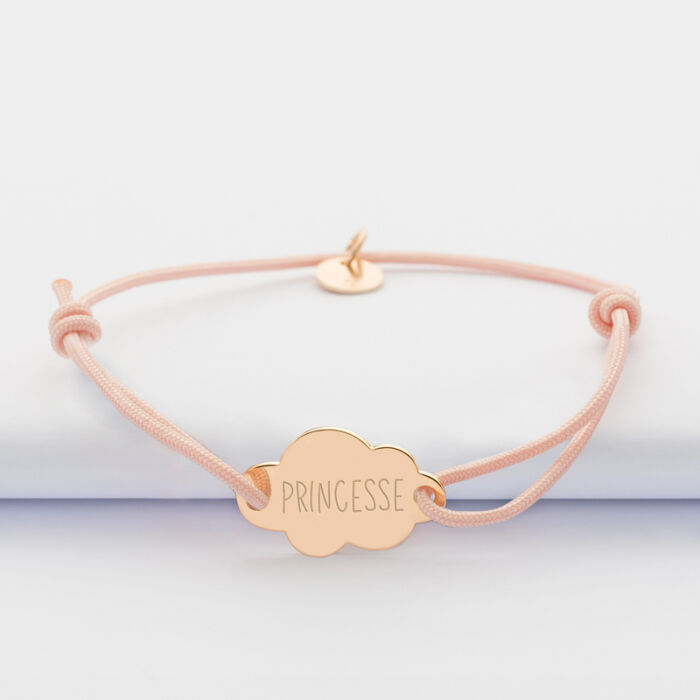 Personalised engraved gold plated cloud 2 holes medallion children's bracelet 20x14mm - Our small imperfections