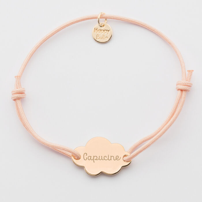 Personalised engraved gold plated cloud 2 holes medallion children's bracelet 20x14mm - Our small imperfections
