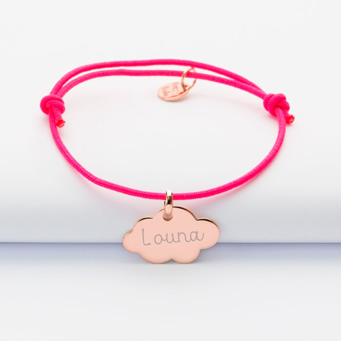 Personalised engraved rose gold plated cloud children's bracelet medallion 20x14mm - Our small imperfections