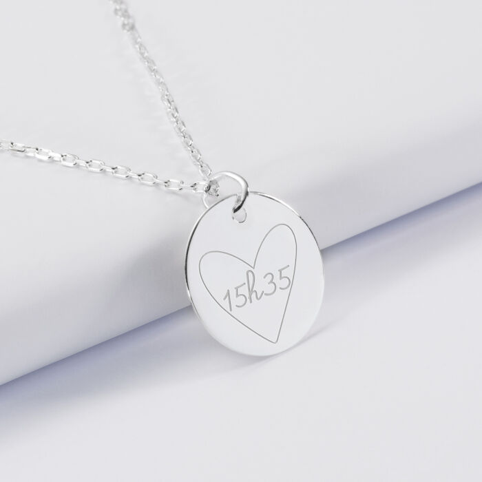 Pendentif personnalisé médaille gravée argent 19 mm - HB x Mon petit Léon - 1