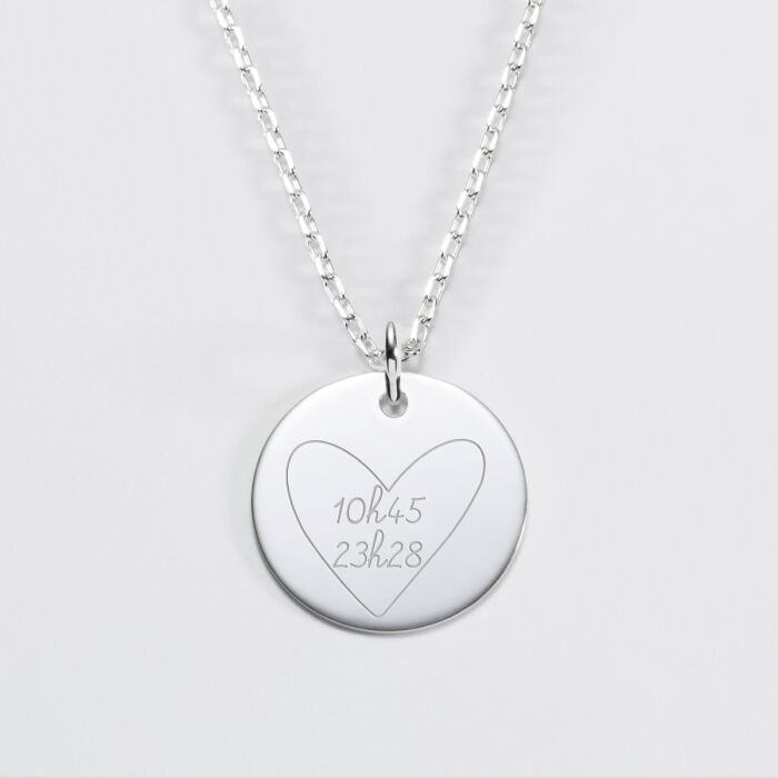 Pendentif personnalisé médaille gravée argent 19 mm - HB x Mon petit Léon - 2