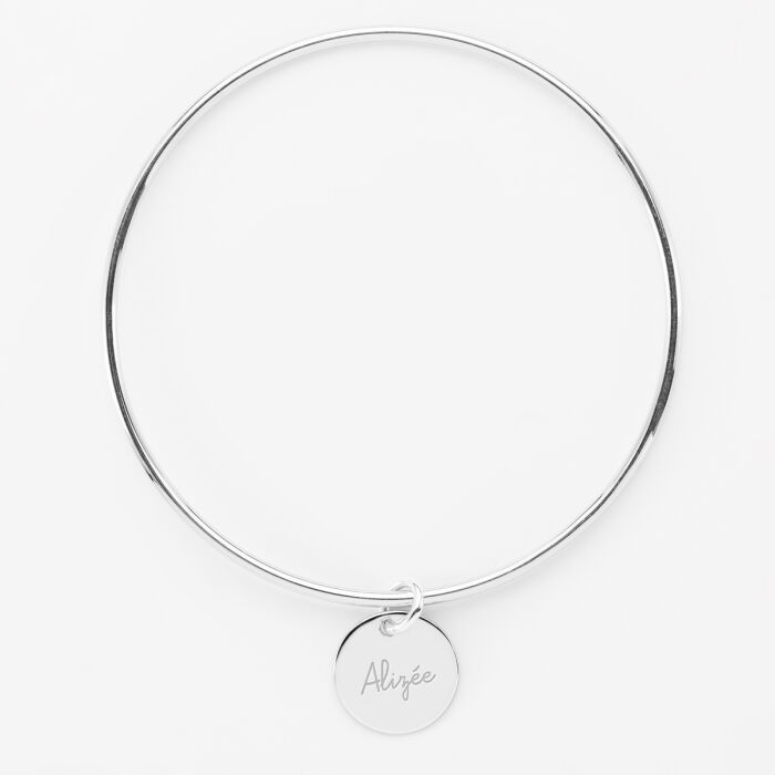 Bracelet personnalisé jonc argent médaille gravée 15 mm - HB x Mon petit Léon - 4