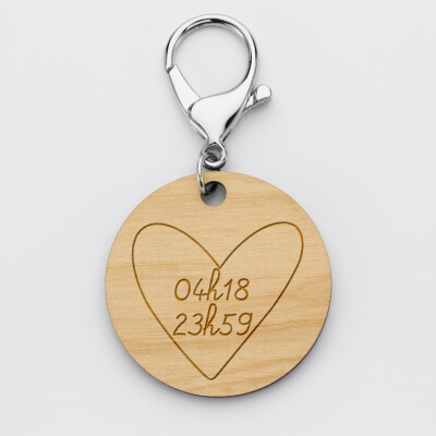 Porte-clés personnalisé médaille gravée bois ronde 50mm - HB x Mon petit Léon 1
