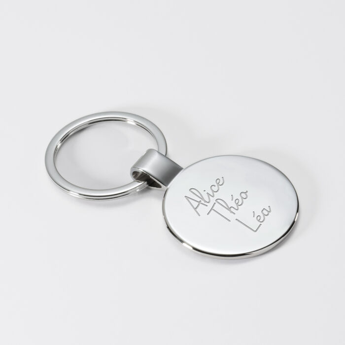 Porte-clés personnalisé gravé acier rond 37 mm - HB x Mon petit Léon prénoms