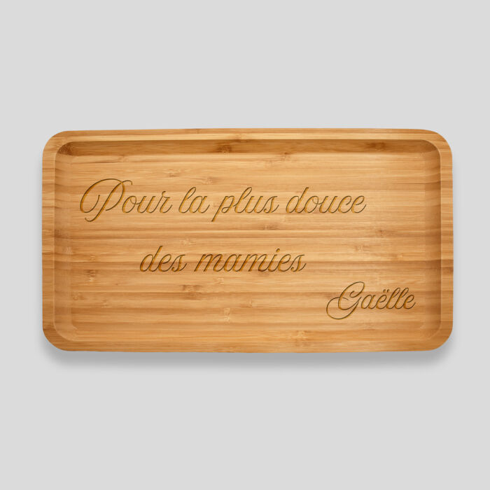 Plateau personnalisé bois gravé 35x16 cm - texte
