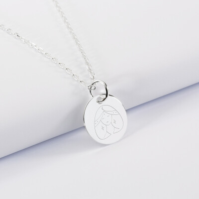 Pendentif personnalisé médaille gravée argent 15 mm - Edition spéciale Astro vierge