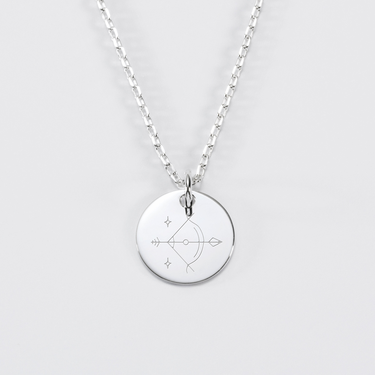 Pendentif Argent Rhodié Médaille Ronde 15mm Avec Croix Et Rameau
