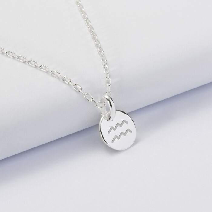 Personalised initial engraved silver medallion pendant 10 mm – ‘Astro’ special edition