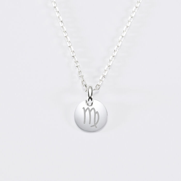 Pendentif initiale personnalisé médaille gravée argent 10 mm - Edition spéciale Astro vierge