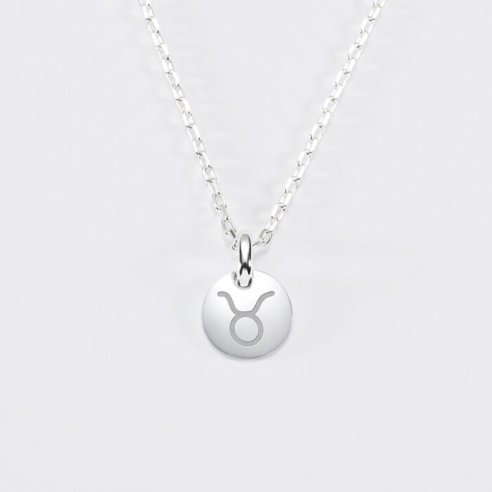 Pendentif initiale personnalisé médaille gravée argent 10 mm - Edition spéciale Astro taureau