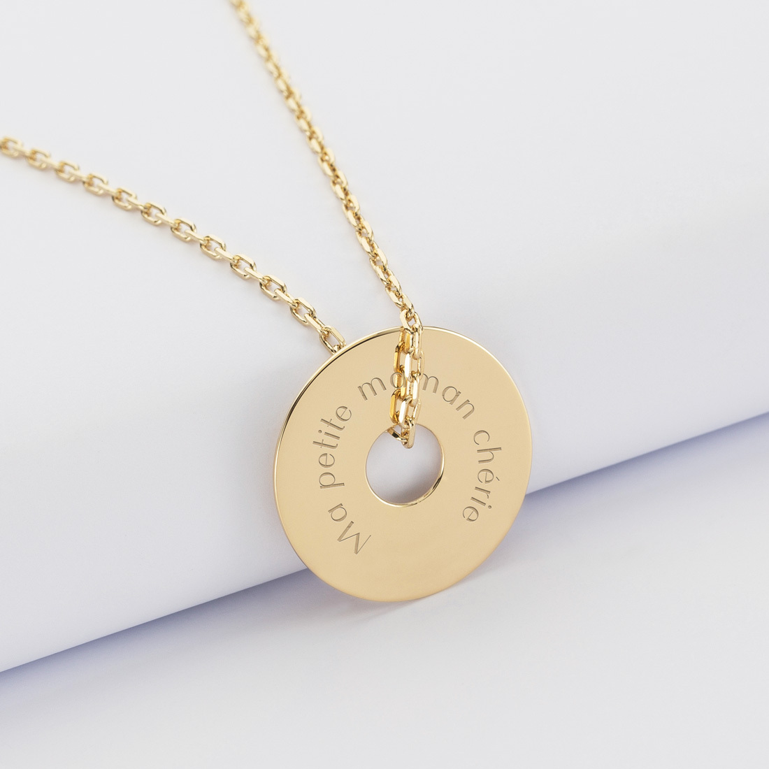Collier personnalis mdaille grave or cible 20mm | HappyBulle