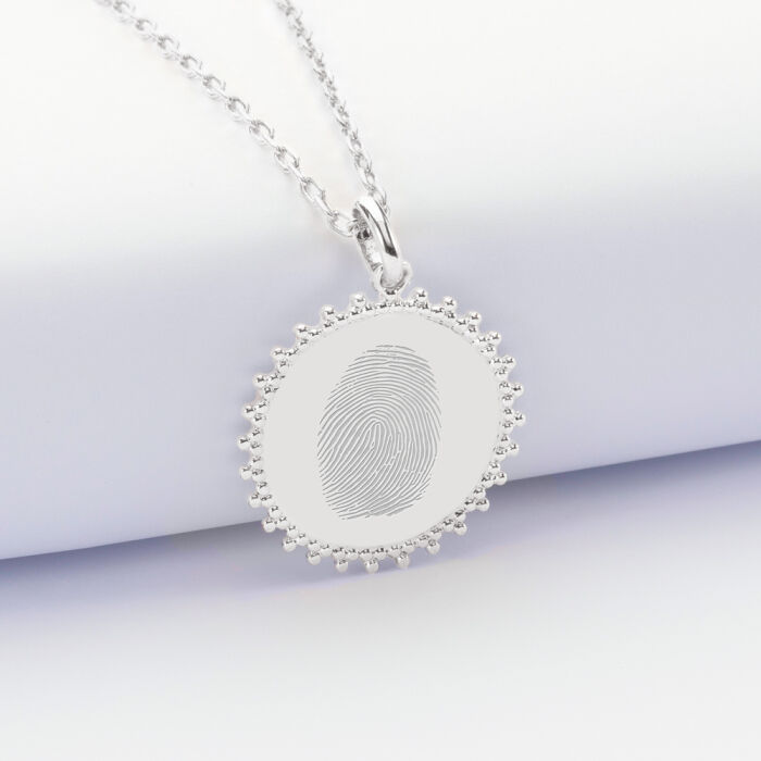 Pendentif soleil personnalisé médaille gravée argent 20 mm empreinte
