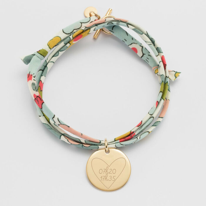 Bracelet 3 tours Liberty personnalisé médaille gravée plaqué or 19 mm  - HappyBulle x Mon petit Léon - 2