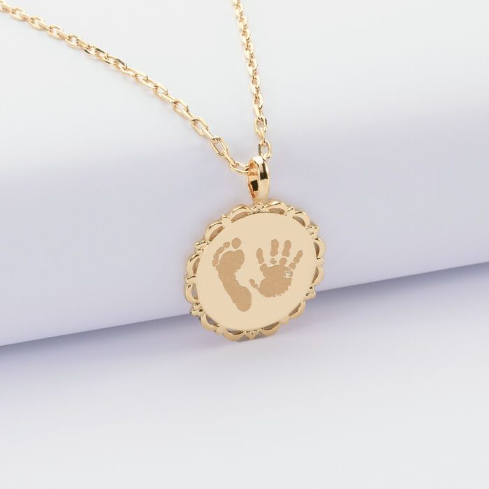 Personalised Vintage engraved gold plated medallion pendant 20 mm