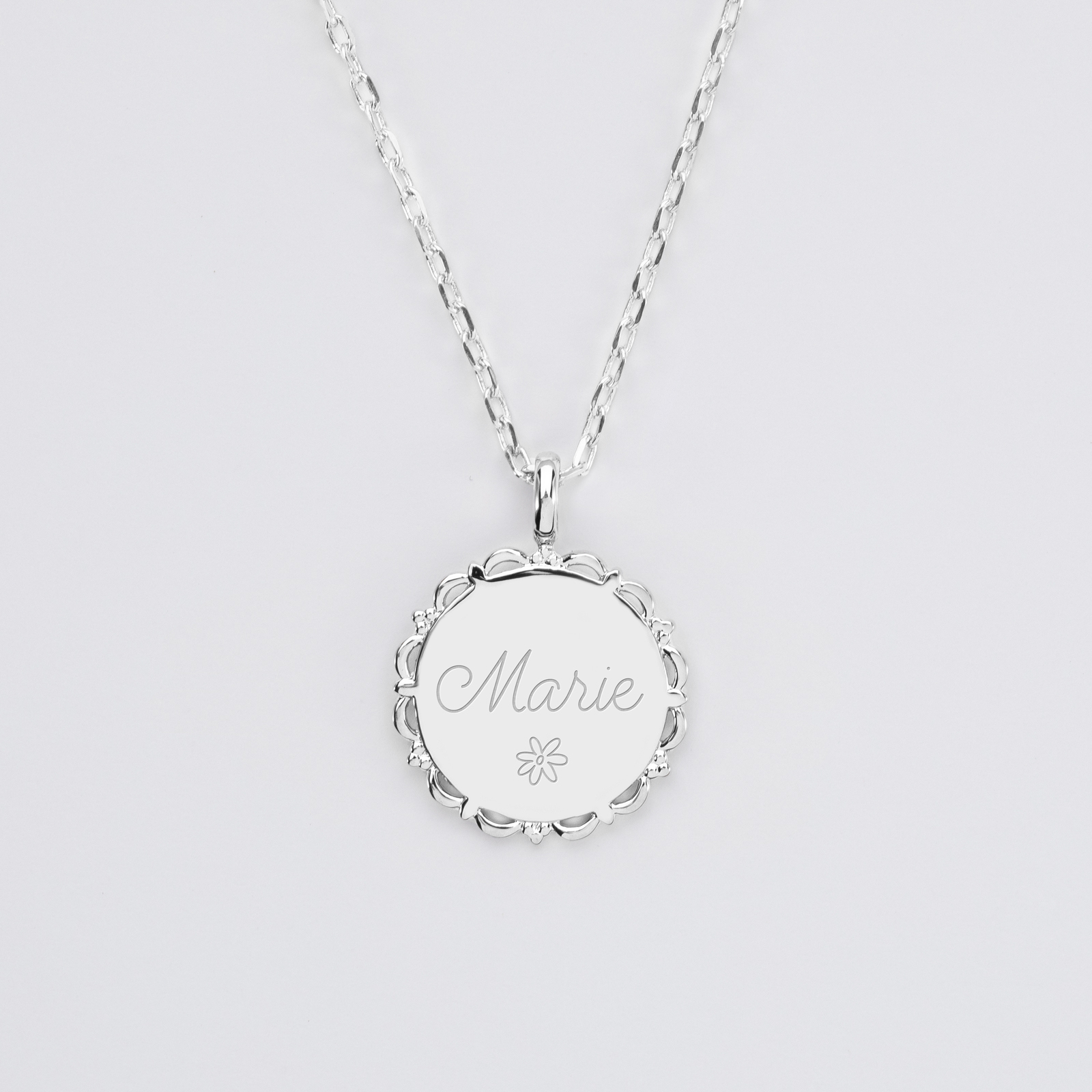 Pendentif Cœur Et Chaîne En Argent 925 Rétro Années 90 - Longueur 44 Cm - Occasion