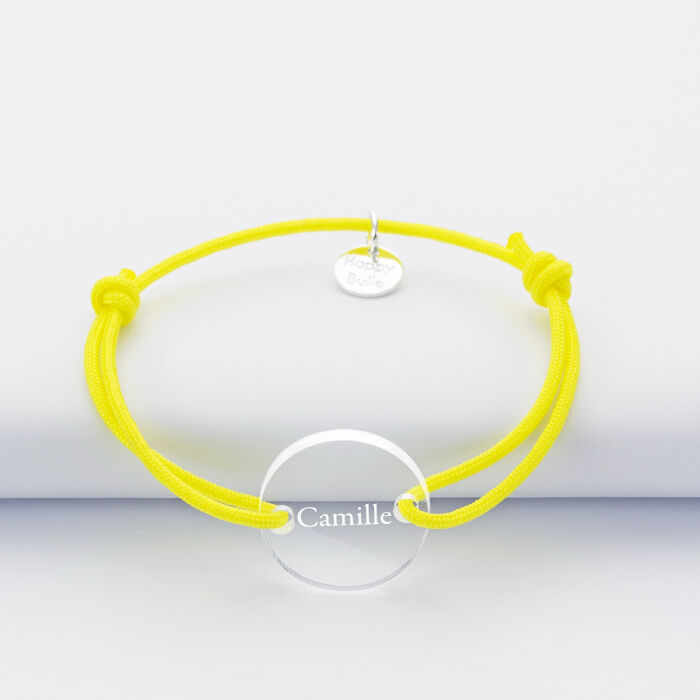 Bracelet enfant personnalisé médaille gravée acrylique ronde 2 trous 17 mm prénom 2