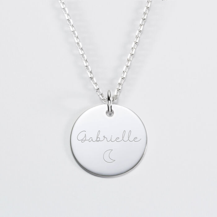 Pendentif personnalisé médaille gravée argent 19 mm - prenom
