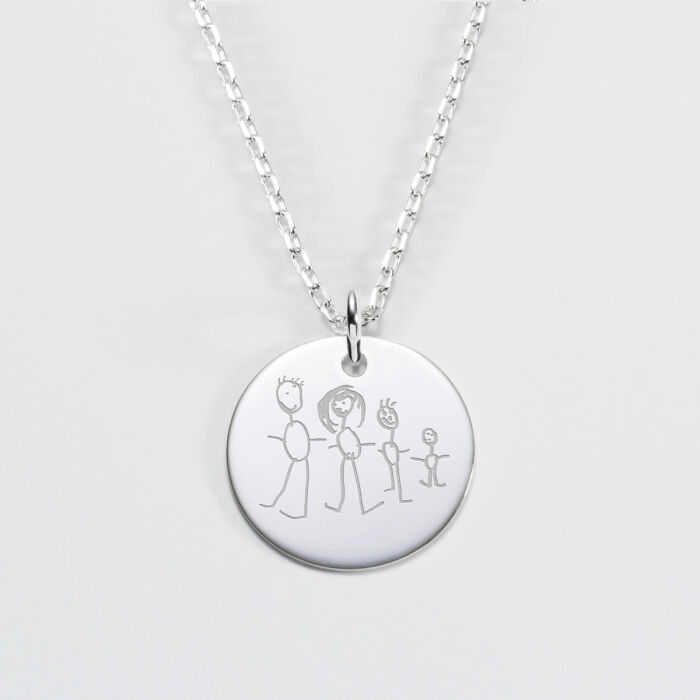 Pendentif personnalisé médaille gravée argent 19 mm - dessin 2