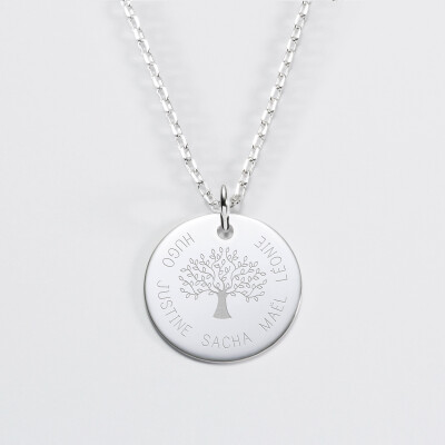Personalised engraved silver 19mm medallion pendant - Tree of Life special edition - 1