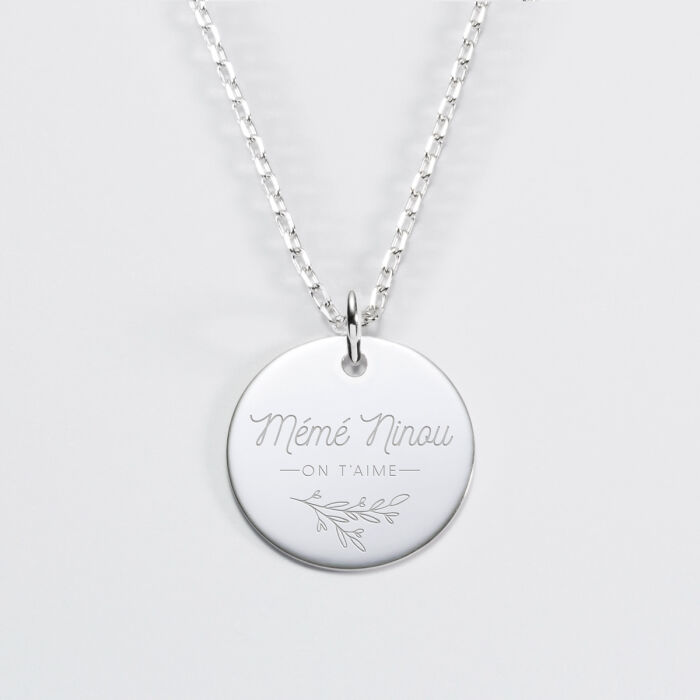 Pendentif personnalisé médaille gravée argent 19mm amour - 2