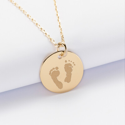 Pendentif personnalisé médaille gravée plaqué or 19 mm - empreinte