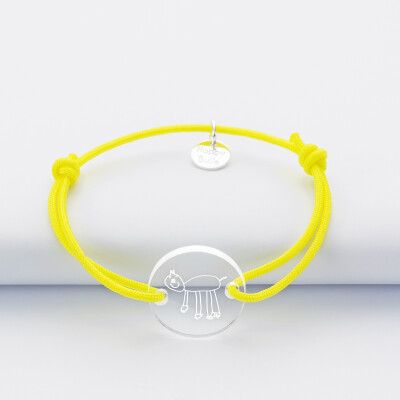 Bracelet enfant personnalisé médaille gravée acrylique ronde 2 trous 17 mm dessin Bracelet enfant personnalisé médaille gravée acrylique ronde 2 trous 17 mm dessin