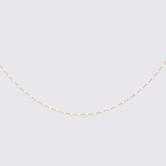 Gold-plated chain with white beads