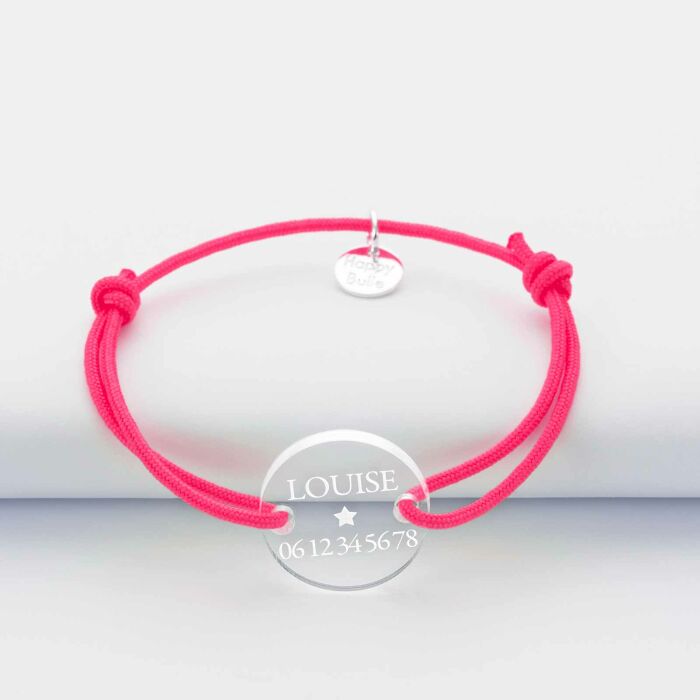 Engraved children's identification 2-hole medallion bracelet 17mm 2