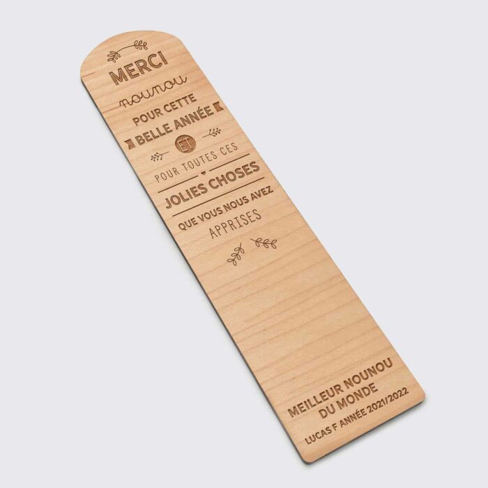 Marque page personnalisé bois gravé "Merci Maîtresse" - 2