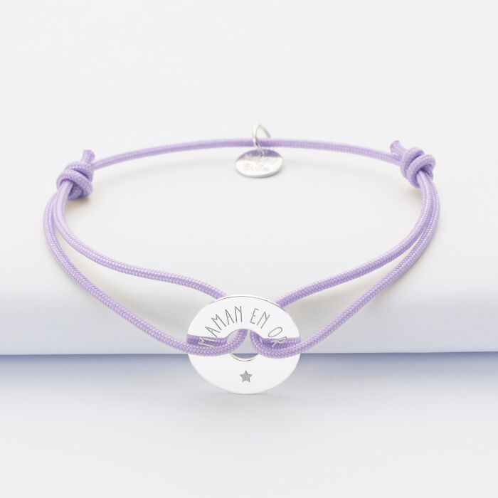 Personalised engraved silver target medallion bracelet 16mm - names 1