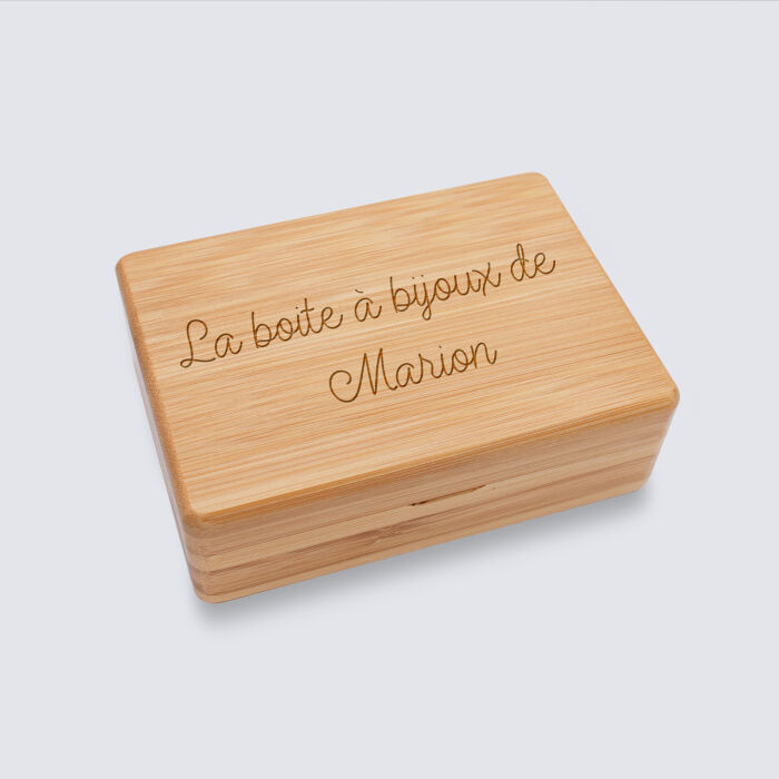 Boîte à bijou personnalisée 12x8,5 cm bois gravé - texte