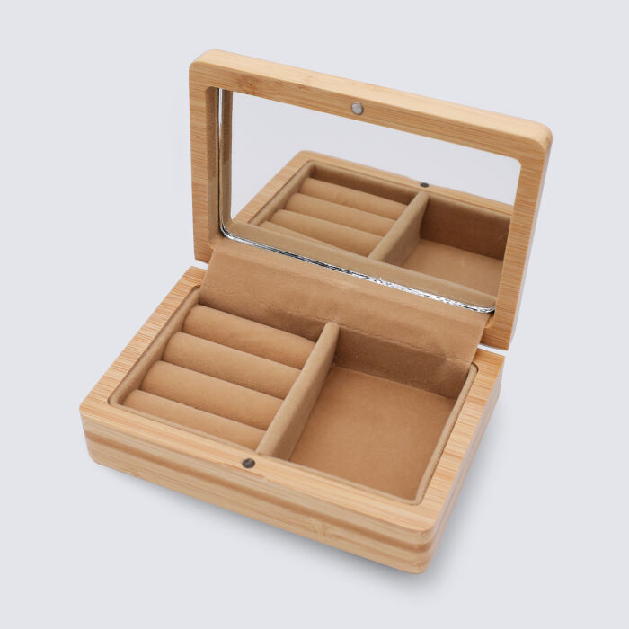 Boîte à bijou personnalisée 12x8,5 cm bois gravé - ouvert