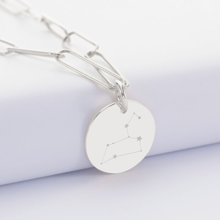 Pendentif personnalisé grandes mailles médaille gravée argent 19 mm - illustration