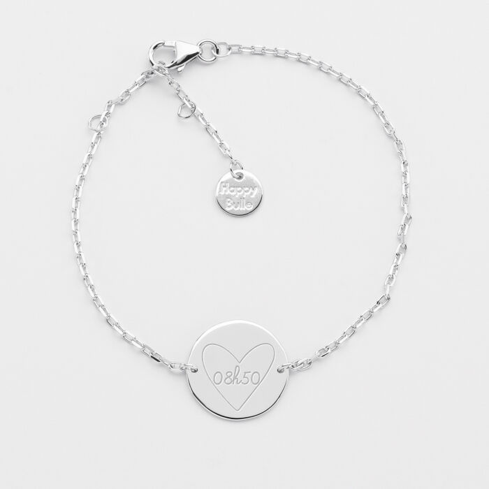 Bracelet chaine personnalisé médaille gravée argent 2 trous 15 mm - 3