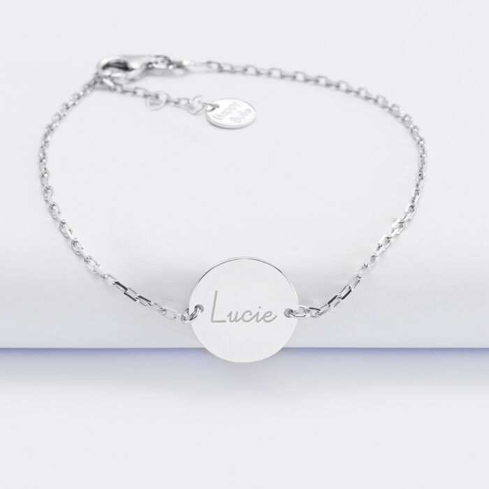 Bracelet chaine personnalisé médaille gravée argent 2 trous 15 mm - 4