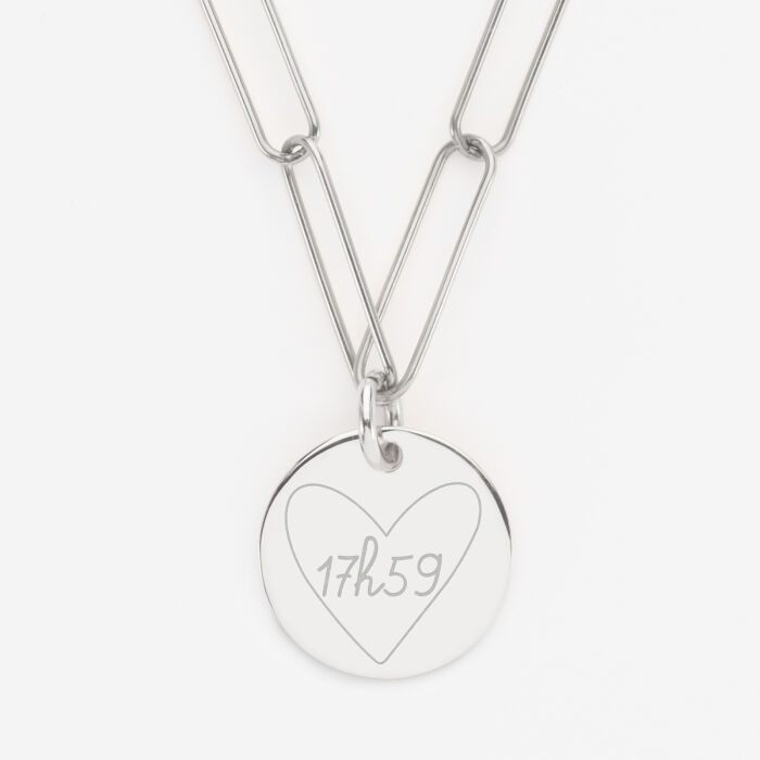 Pendentif personnalisé grandes mailles médaille gravée argent 19 mm - 4