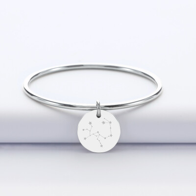 Bracelet jonc personnalisé médaille gravée acier 20 mm - constellation 1